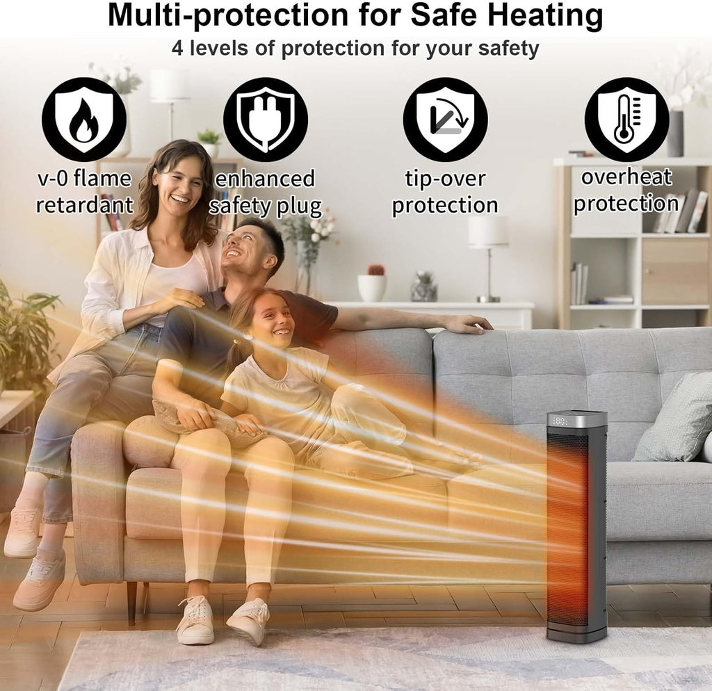 Skiennix Portable Space Heater - 1500W Ceramic Heating Fan with Remote Control & 3 Modes | Ideal for Home & Office
