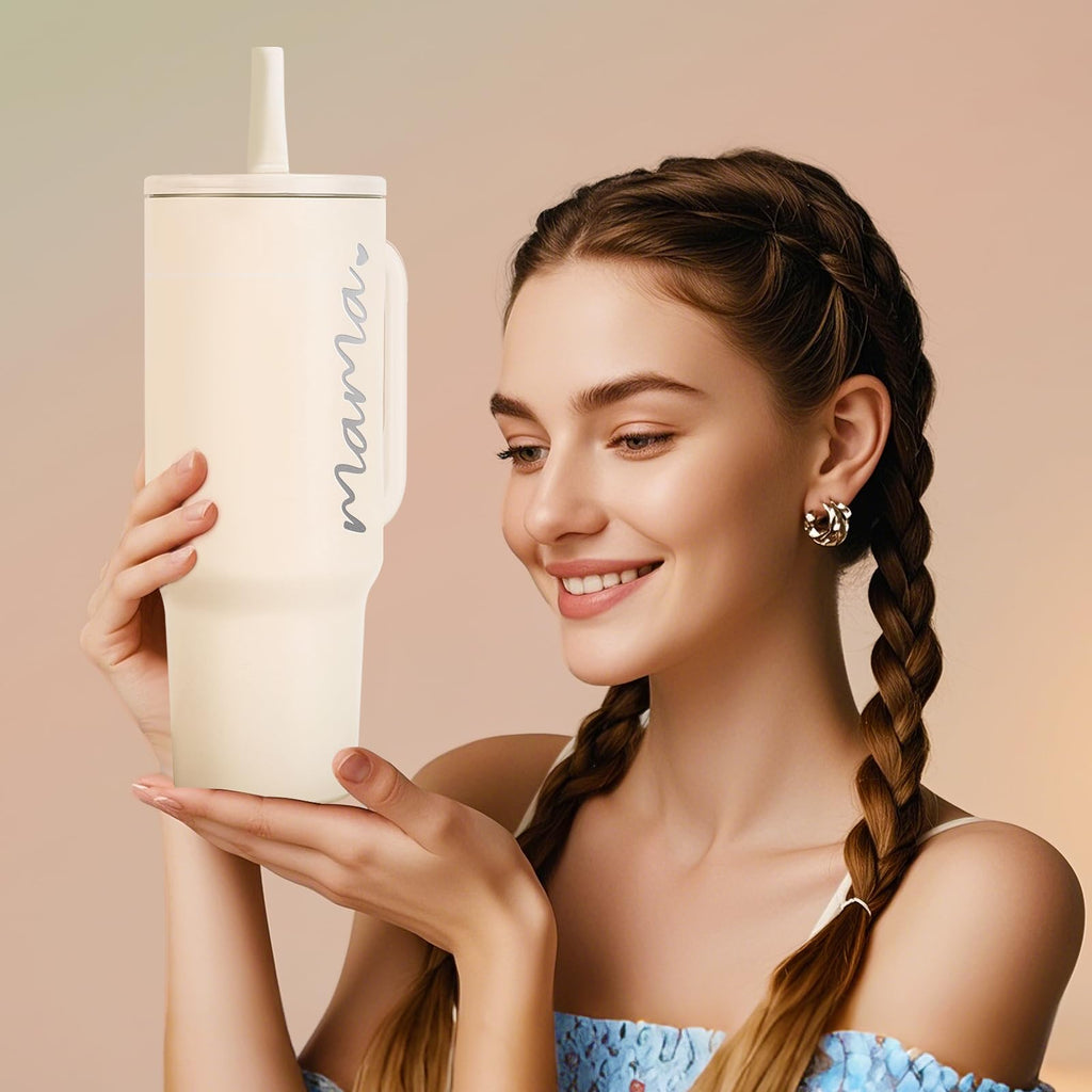 JETIKON Mama Tumbler 40 oz Cup with Lids Straws First Mothers Day Gifts for New Mom Gifts for Pregnant Mother, Mama, Mom To Be