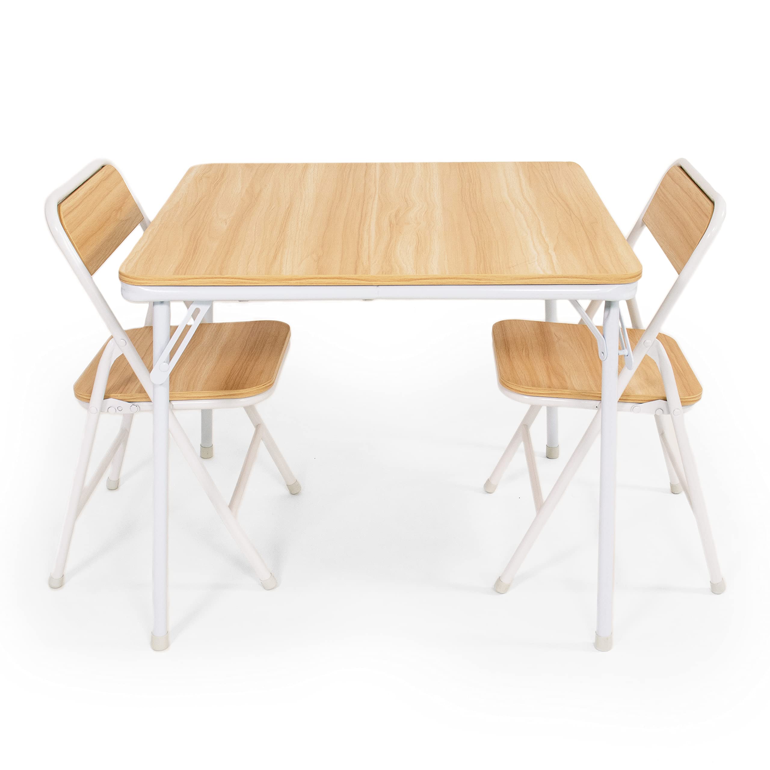 Humble Crew Kids Table and Chair Set, Toddler Activity Table with 2 Chairs for Play, Crafts, Snacks & Learning, Kids Furniture for Playroom & Bedroom, Folding, Natural/White