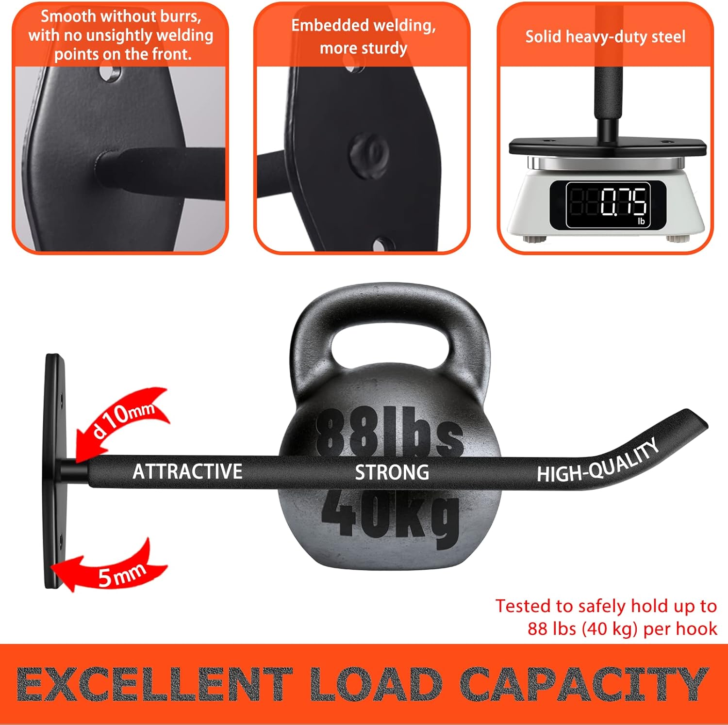 Skiennix Tire Rack Wall Mount - Heavy-Duty 10-Inch Garage Hooks for Organizing Wheels & Tools | 4-Pack