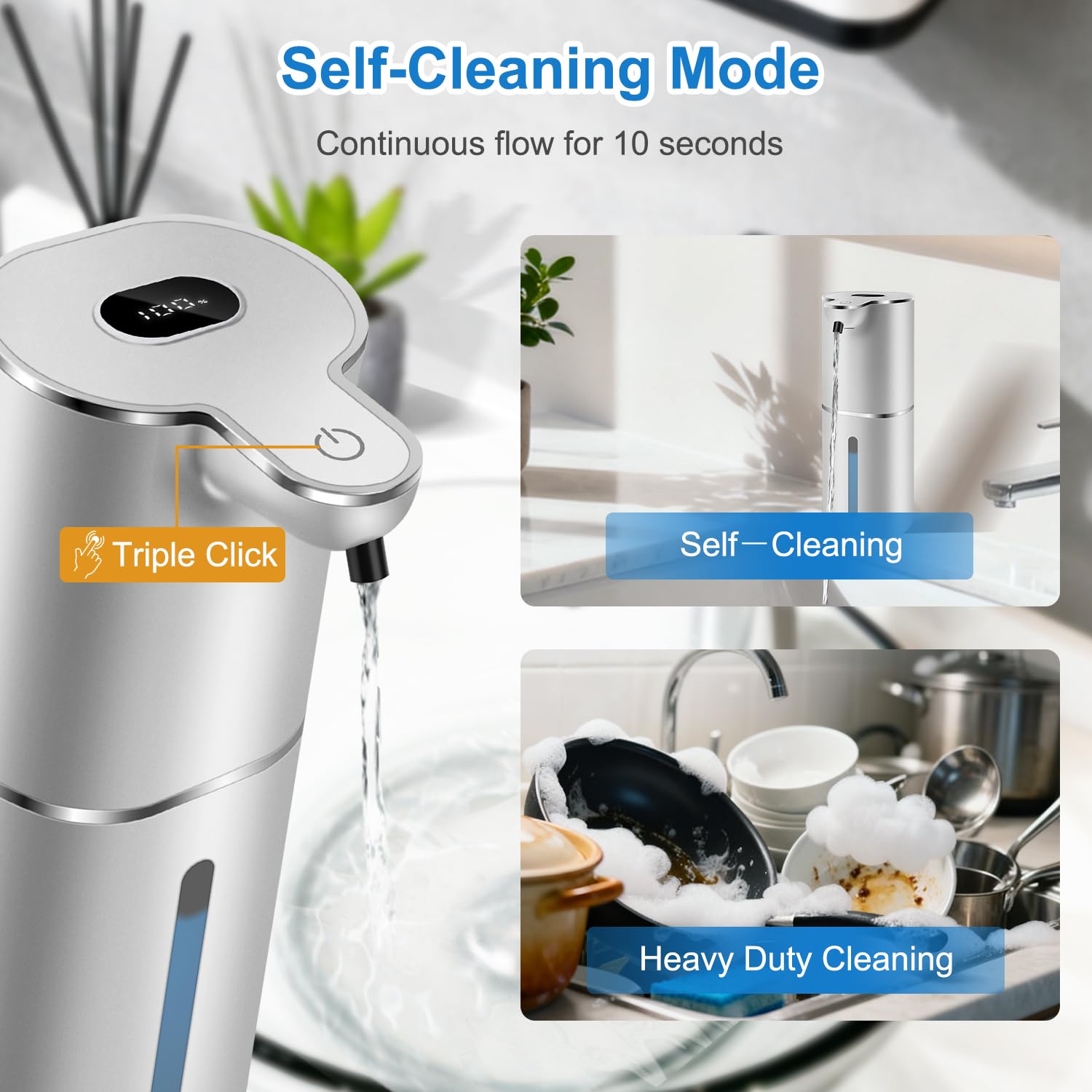 Automatic Foaming Soap Dispenser with Digital Display, 6-Level Foam Adjustable, Rechargeable, 12.8oz/ 380ml Wall Mounted Touchless Hands Free Auto Dispenser for Kitchen, Bathroom, Hotel, Restaurant