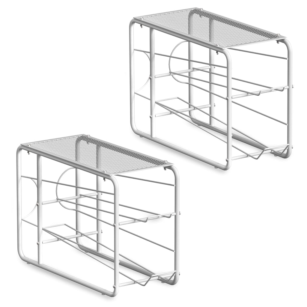 MOOACE 4 Pack Can Organizer for Pantry, Stackable Soda Can Dispenser Rack, Pantry Organizer Canned Food Storage Holder for Kitchen Refrigerator Cabinet, White