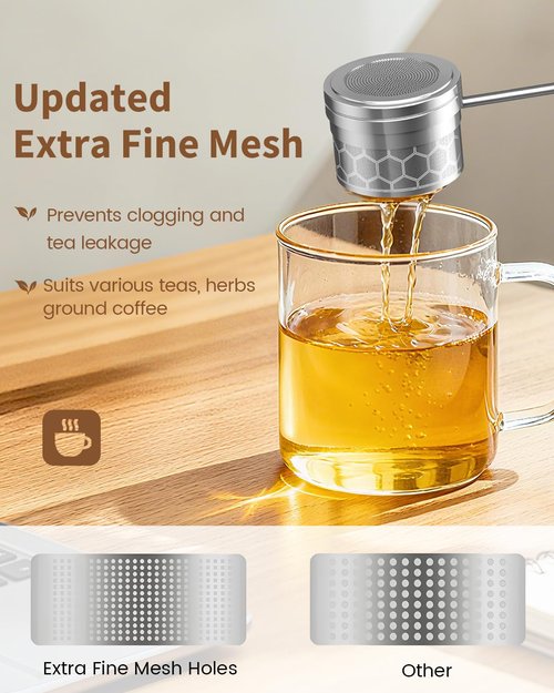 HOUSE AGAIN Tea Strainers for Loose Tea, 304 Stainless Steel Tea Infuser with Heat Proof Handles, Reusable Extra Fine Mesh Tea Infuser Filter,Loose Leaf Tea Steeper for Brew Tea Spices & Seasonings