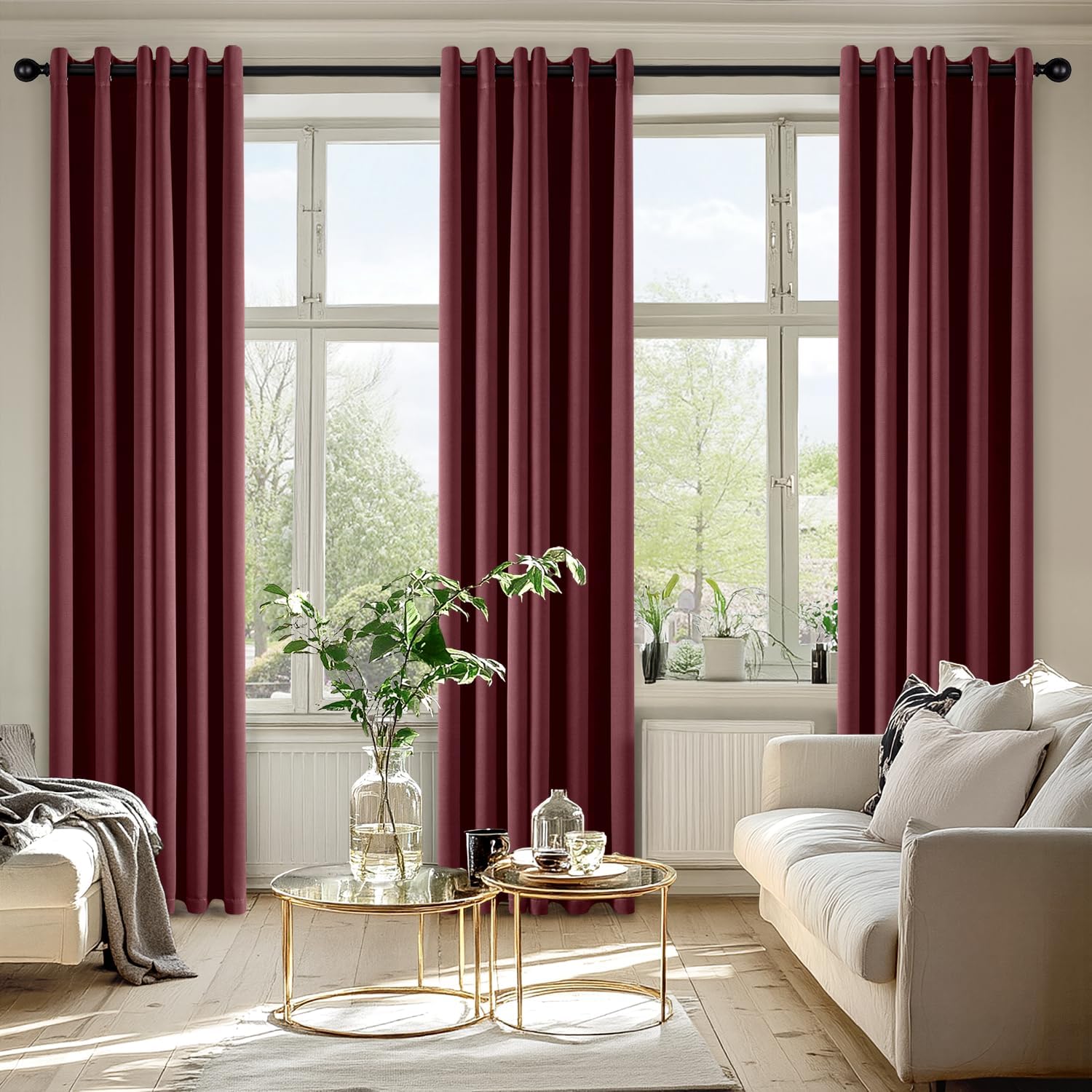 MIULEE Burgundy Red Blackout Curtains - Thermal Insulated Drapes for Bedroom & Living Room | 72 Inches Long, 2 Panels