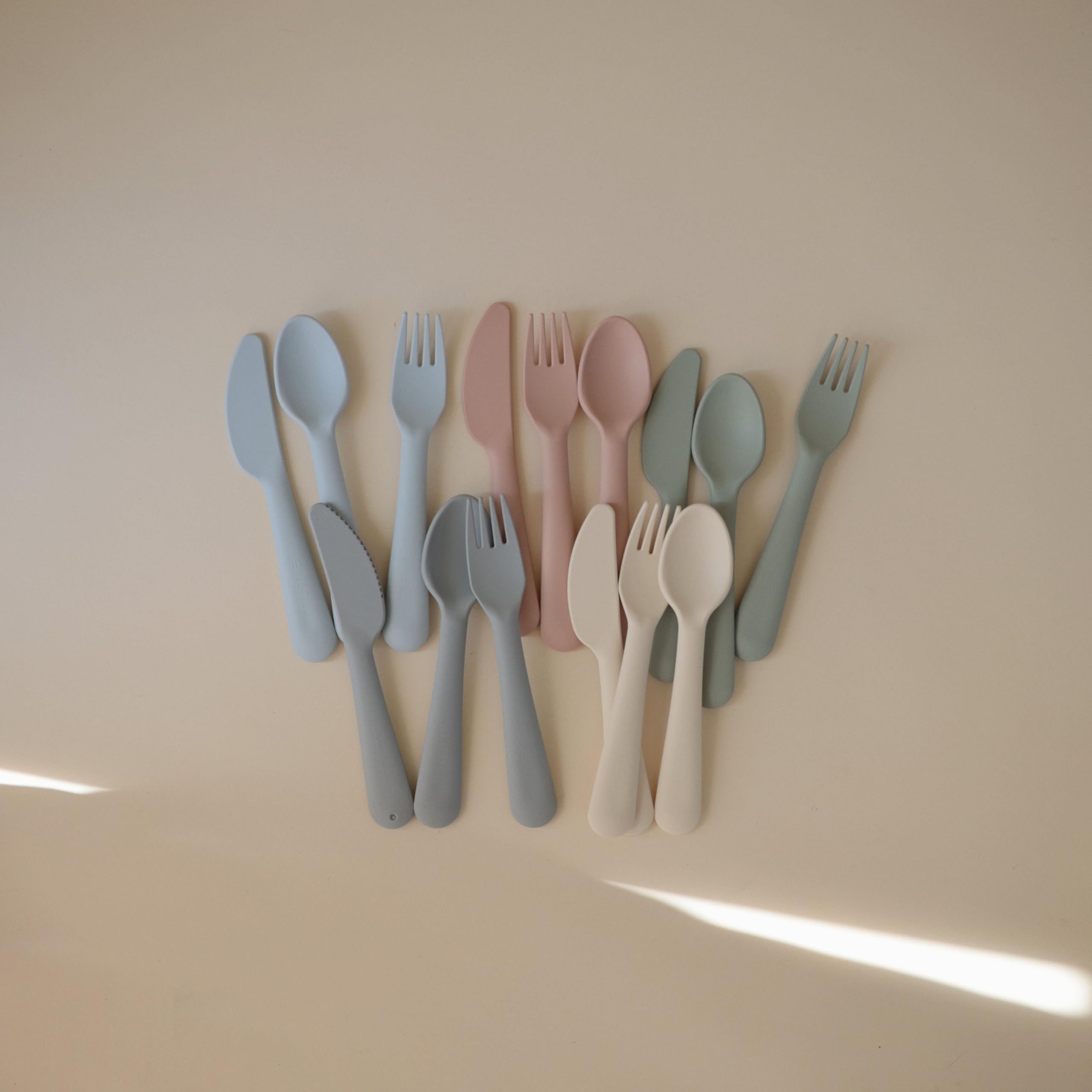 mushie Dinnerware Cutlery Set of 3 For Kids | Made in Denmark (Ivory)