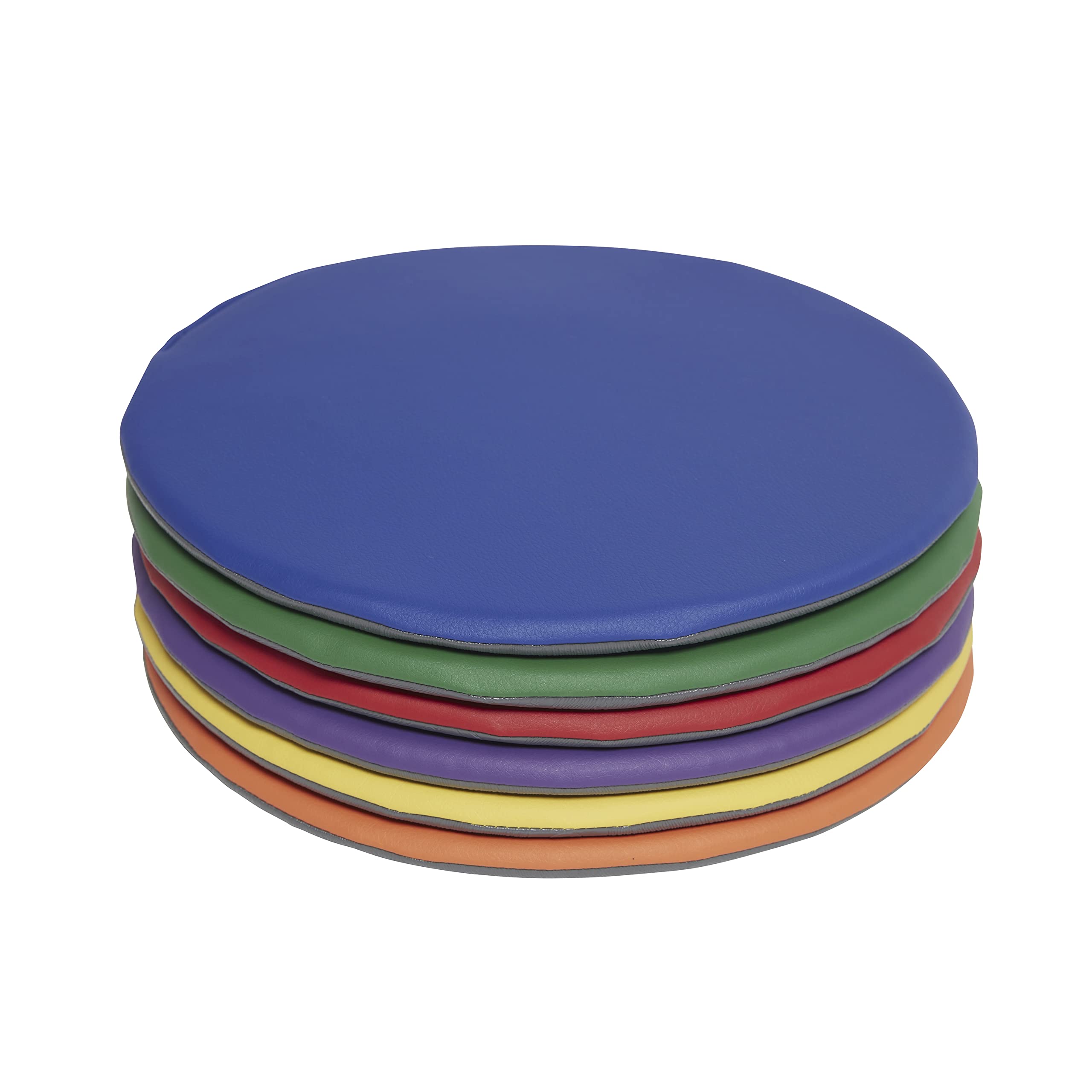 ECR4Kids SoftZone Colorful Round Floor Pad Seating Set, Classroom Furniture, Assorted, 6-Piece