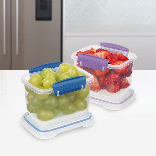 Sistema Klip It Food Storage Containers, 400 mL, Assorted Colours, 2 Pack