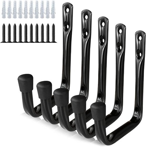 Dreecy J Heavy-Duty Utility Hooks - Perfect for Garage Storage | Black | 5-Pack