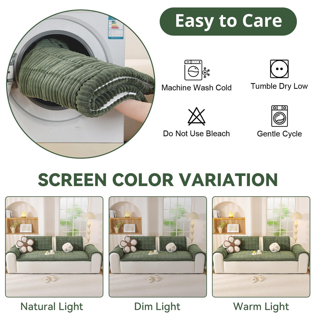 OstepDecor Washable Couch Cover for Dogs, Thick Pet Friendly Sofa Covers, Soft Couch Protector, Paw Cart Sofa Slipcovers, Cushion Protector for Leather, Sectional, Loveseat (27.6" x 59", Green)