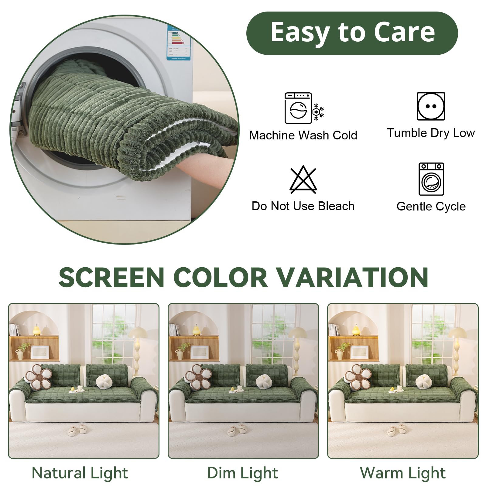 OstepDecor Washable Couch Cover for Dogs, Thick Pet Friendly Sofa Covers, Soft Couch Protector, Paw Cart Sofa Slipcovers, Cushion Protector for Leather, Sectional, Loveseat (27.6" x 59", Green)