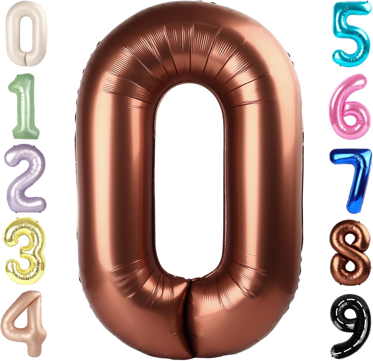Number 0 Balloons - 40 Inch Coffee Brown Birthday Decorations for Milestone Events