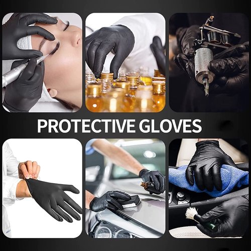 Intco Basic Medical Black Nitrile Exam Gloves 4.5 Mil - Latex-Free & Powder-Free - NGPF 1045 (Case of 1,000), Medium