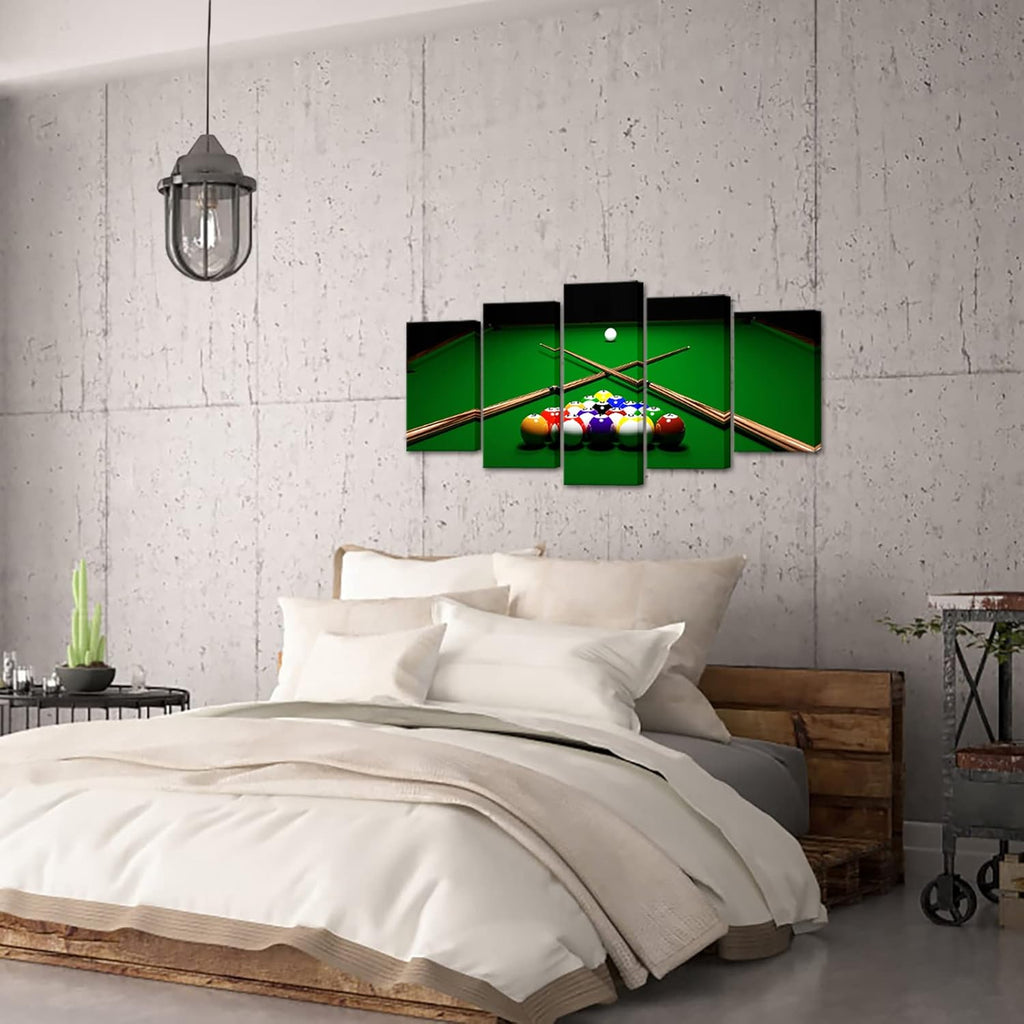 YeiLnm Billiards Ball Wall Art - 5-Piece Sports Poster Set for Pool Game Room Decor