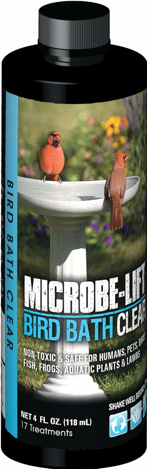 Microbe-Lift Bird Bath Cleaner - Two-in-One Natural Formula for Clear Water - 4 Oz - Safe for Birds, Fish & Frogs