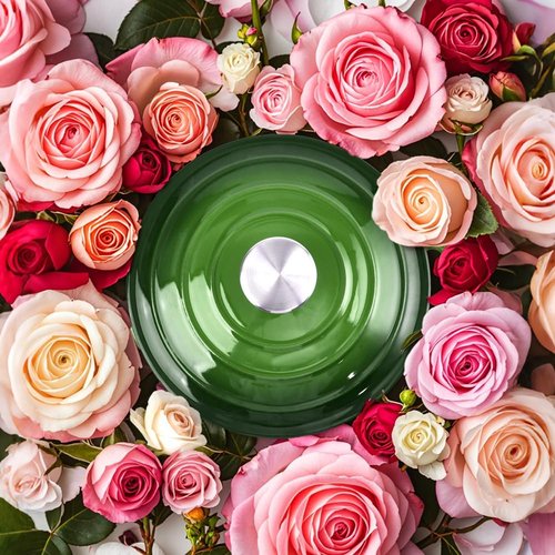 6 Quart Enameled Cast Iron Dutch Oven by [Brand Name] - Versatile Round Pot with Dual Handles - Oven Safe to 500°F (Green)