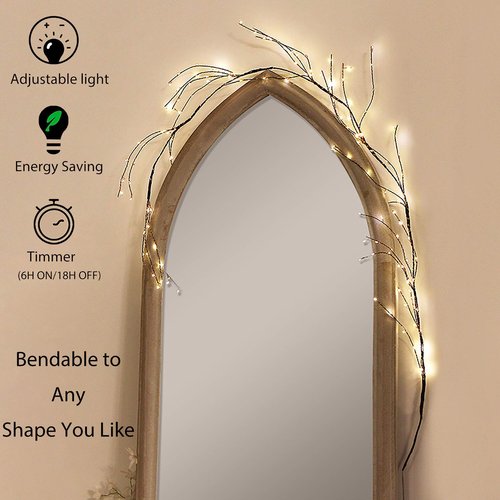 Enchanted Lighted Willow Vine, Copper Wire Twine Branch Lights, 5FT 160 Warm White LED Lighted Twig Garland with Timer&Dimmer for Walls Fireplace Bedroom Living Room Decoration