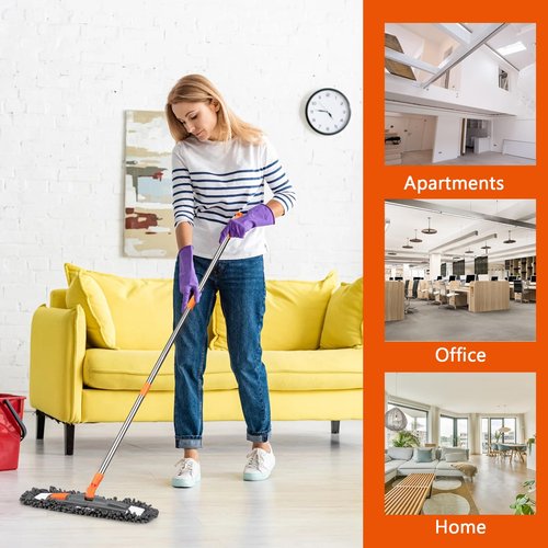 Dust Mop for Floor Cleaning with 3 Washable Pads and 55” Long Stainless Steel Handle,Microfiber Mop for Hardwood Floors, Tile, Marble Floors (Dust Mop)