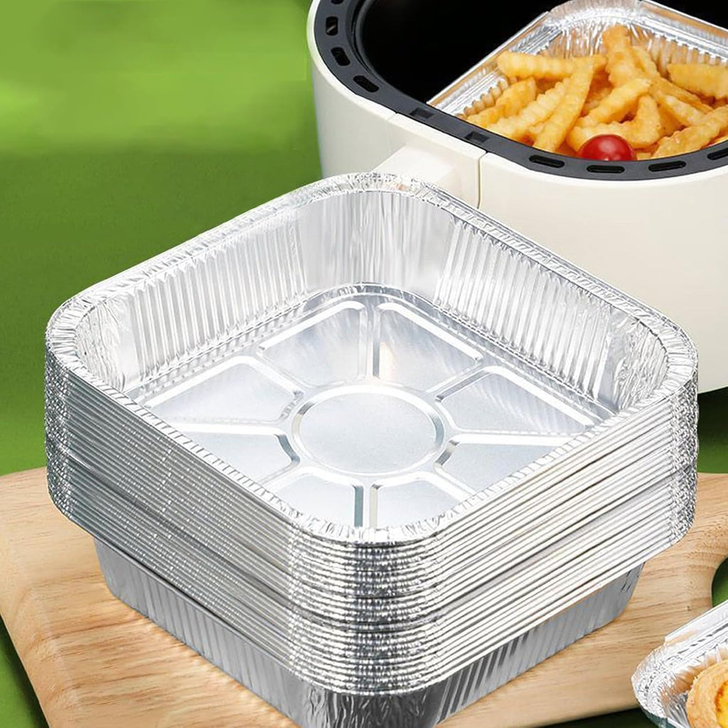 Aluminum Foil Pans - 20 Pack 8x8 Inch Disposable Baking Trays with Lids for Takeout & Catering