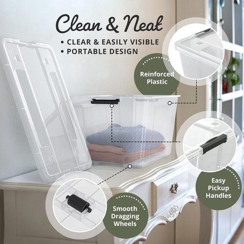 Lifetime Appliance Parts 75 Qt. Clear Plastic Storage Bin Tote - Ultra Durable Lid & Secure Latching Buckles