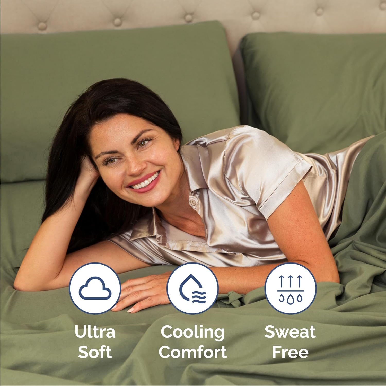 Queen Size 4-Piece Sheet Set - Comfy Cooling Bed Sheets | Hotel Luxury Bedding - Deep Pockets, Soft & Wrinkle-Free - Oeko-Tex Certified - Sage Green
