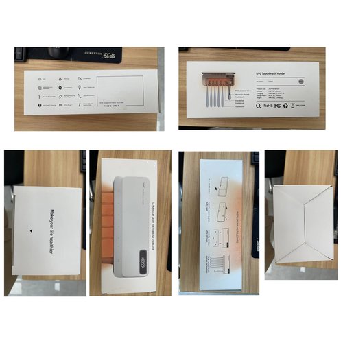 ZOZOO UV Toothbrush Sanitizeri Holder with 99.9% Cleaning,Air Dry,Heating,5+1+1 Slots,12 Hour Memory,Rechargeable Wall Mounted Strong Adhesive Toothbrush Holder with Cover for Bathroom(White)