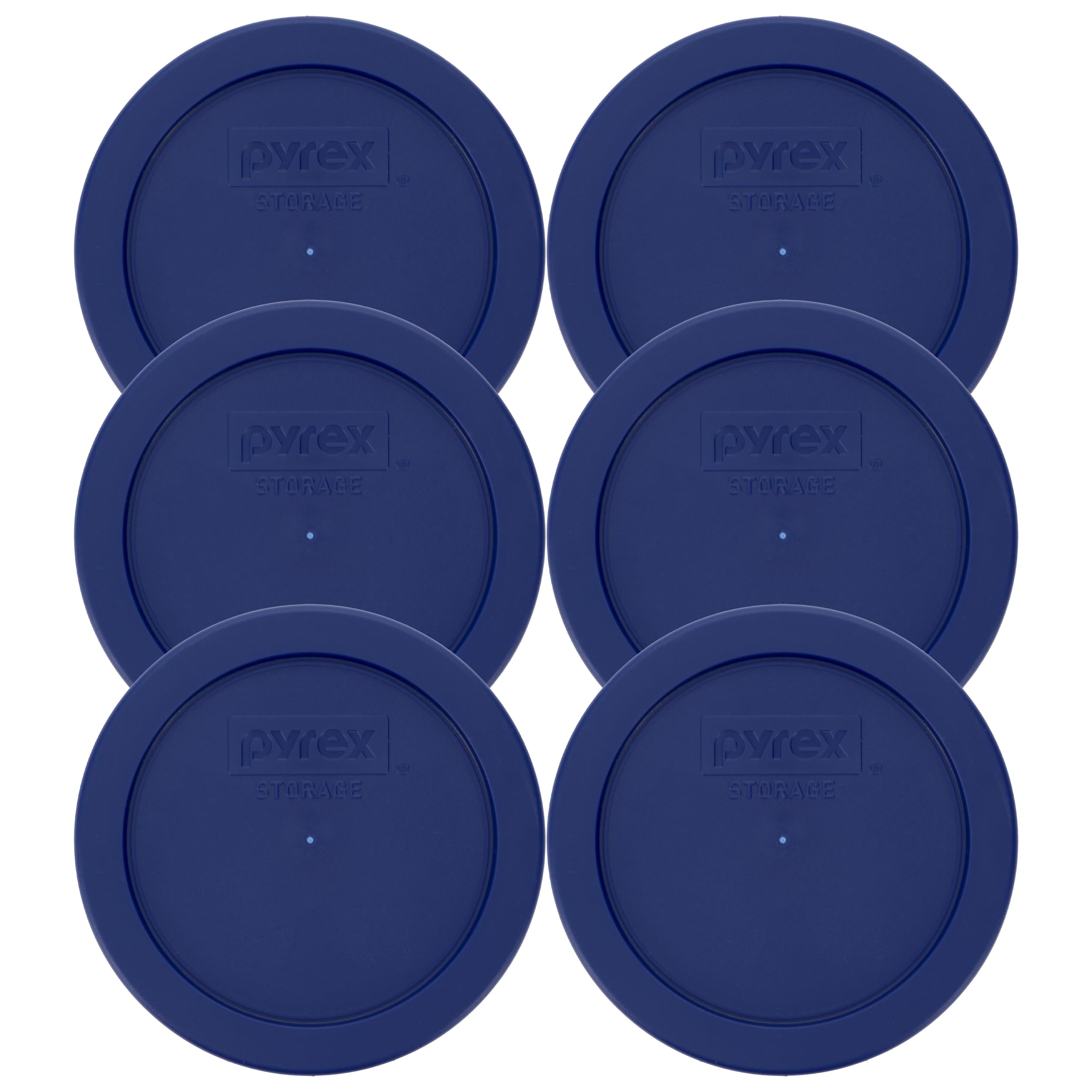 Pyrex 7200-PC 2 Cup Blue Food Storage Replacement Lid (6-Pack) - Made in USA