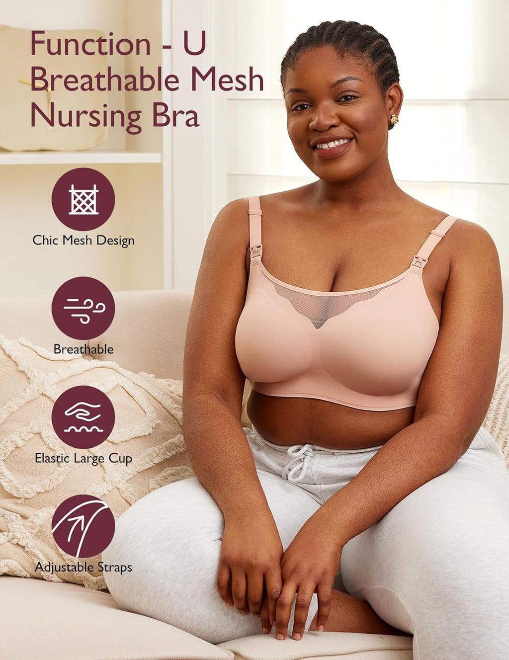 Momcozy Nursing Bras - Breathable Mesh Comfort for Breastfeeding | Wireless Maternity Sleep Bra