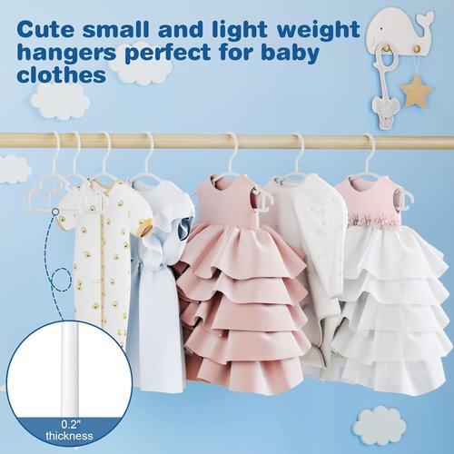 GoodtoU Baby Hangers - 60 Pack Plastic Clothes Hangers for Toddler & Infant Nursery (White)