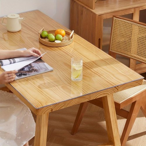HoSwag 42"X90"Crystal PVC Table Cover Protector, Waterproof PVC Tablecloth, 1.5MM Thickened Rectangle Mat for Dinning, Desk, Coffee Table, Workbench, Dresser, TV-Stand, Counter