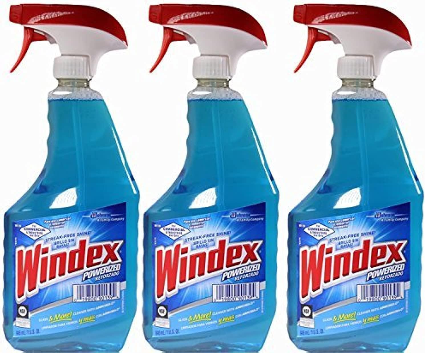 Windex Powerized Glass Cleaner - Ammonia-D Formula, 32oz Trigger Spray Bottle | Pack of 3