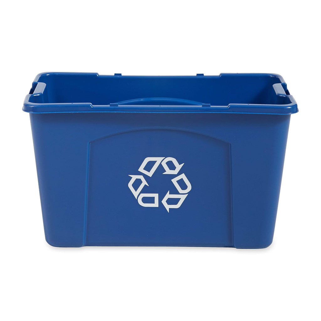 Rubbermaid Commercial Products, Recycling Bin/Box for Paper and Packaging, Stackable, 18 GAL, for Indoors/Outdoors/Garages/Homes/Commercial Facilities, Blue