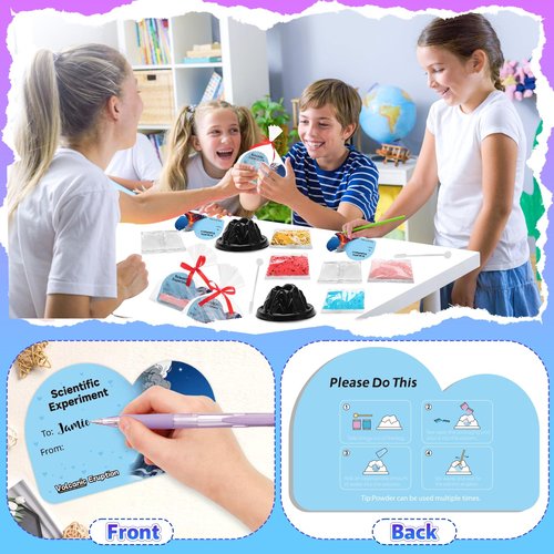 CHILDGO 24 Pack Valentines Gifts for Kids-Volcano Eruption Science Kits with Valentines Cards, STEM Experiments for Classroom Exchange and Party Favors for Boys and Girls