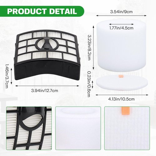 Vacuum Filters Replacement for Shark Rotator Powered Lift-Away Vacuum NV650 NV650W NV651, NV652 NV750W NV751, NV752 NV831 NV835 AX950 AX951 AX952 ZU632 AZ1000W AZ1002 AZ1002BRN # XFF650 & XHF650