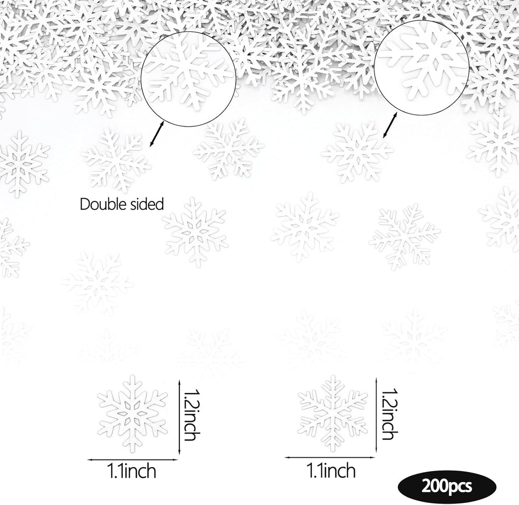 Skiennix 200PC White Snowflake Confetti - Perfect for Winter Wonderland Parties & Holiday Decor