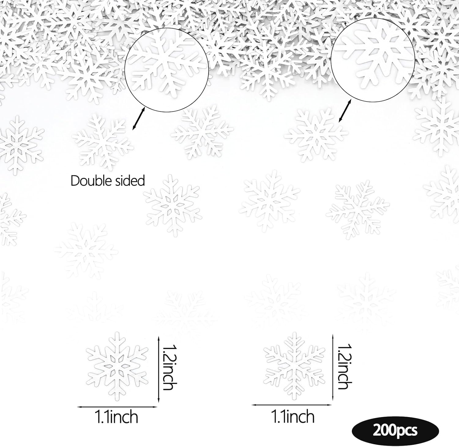 Skiennix 200PC White Snowflake Confetti - Perfect for Winter Wonderland Parties & Holiday Decor