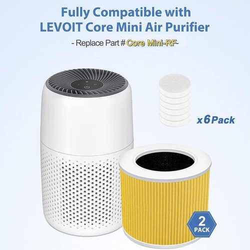 LEVOIT Core Mini Replacement Filter - 3-in-1 H13 HEPA & Activated Carbon for Pet Care | Yellow