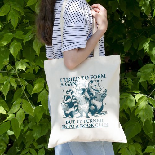 Mahrokh Cute Canvas Tote Bag with Pockets for Adults, Book Lovers Gifts - Mothers Day, Birthday Gifts for Book Lovers Women - Reading Accessories, Librarian, Bookish, Readers, Library Present