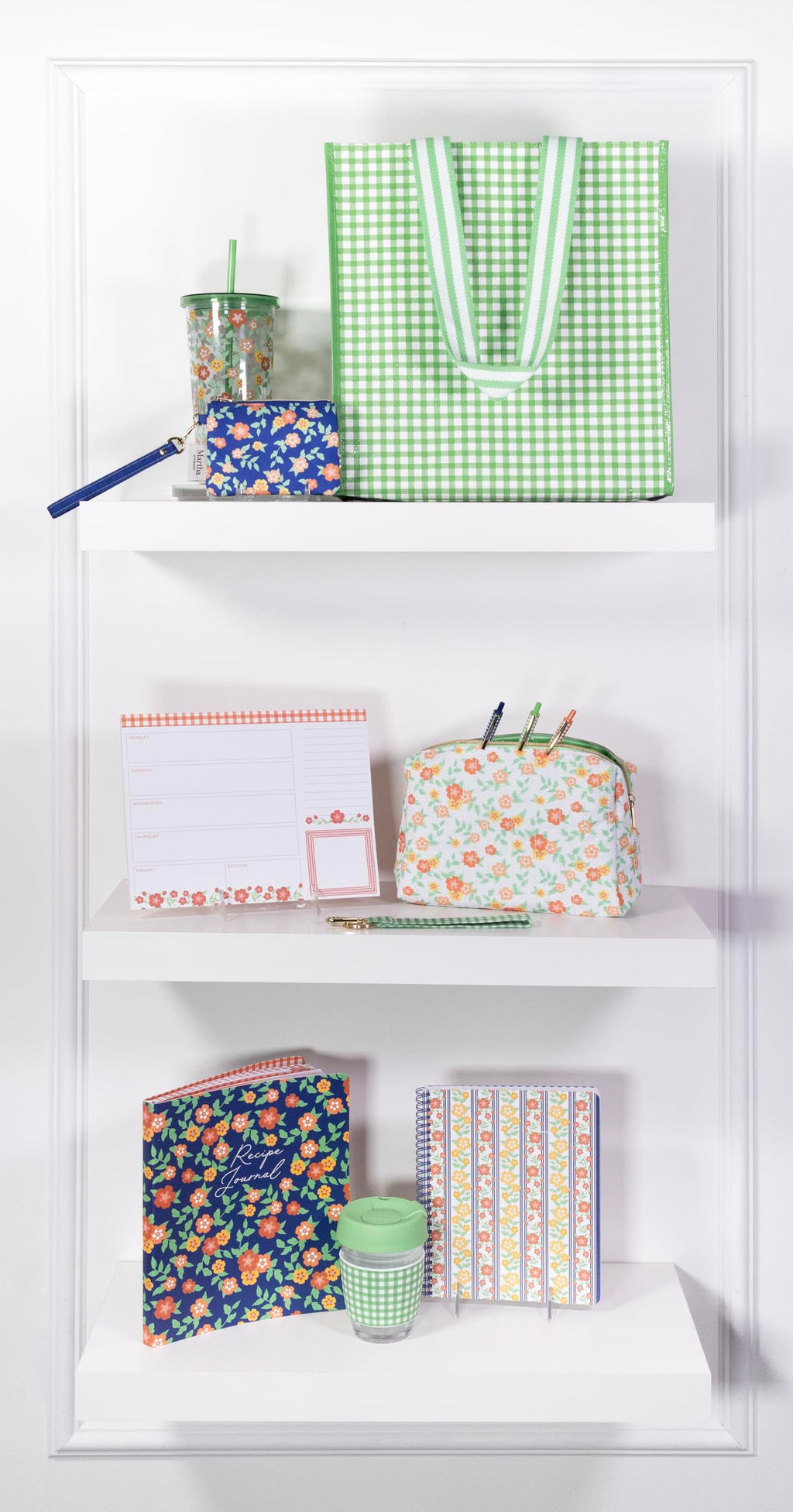 Martha Stewart Reusable Grocery Bag, Spacious 13 x 8 x 14 Shopping Bag for Groceries, Perfect for Shopping, Arcadian Green Gingham