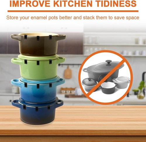 Gosknor Silicone Dutch Oven Lid Protector Clips - 12pcs Set in Black for Round & Oval Lids
