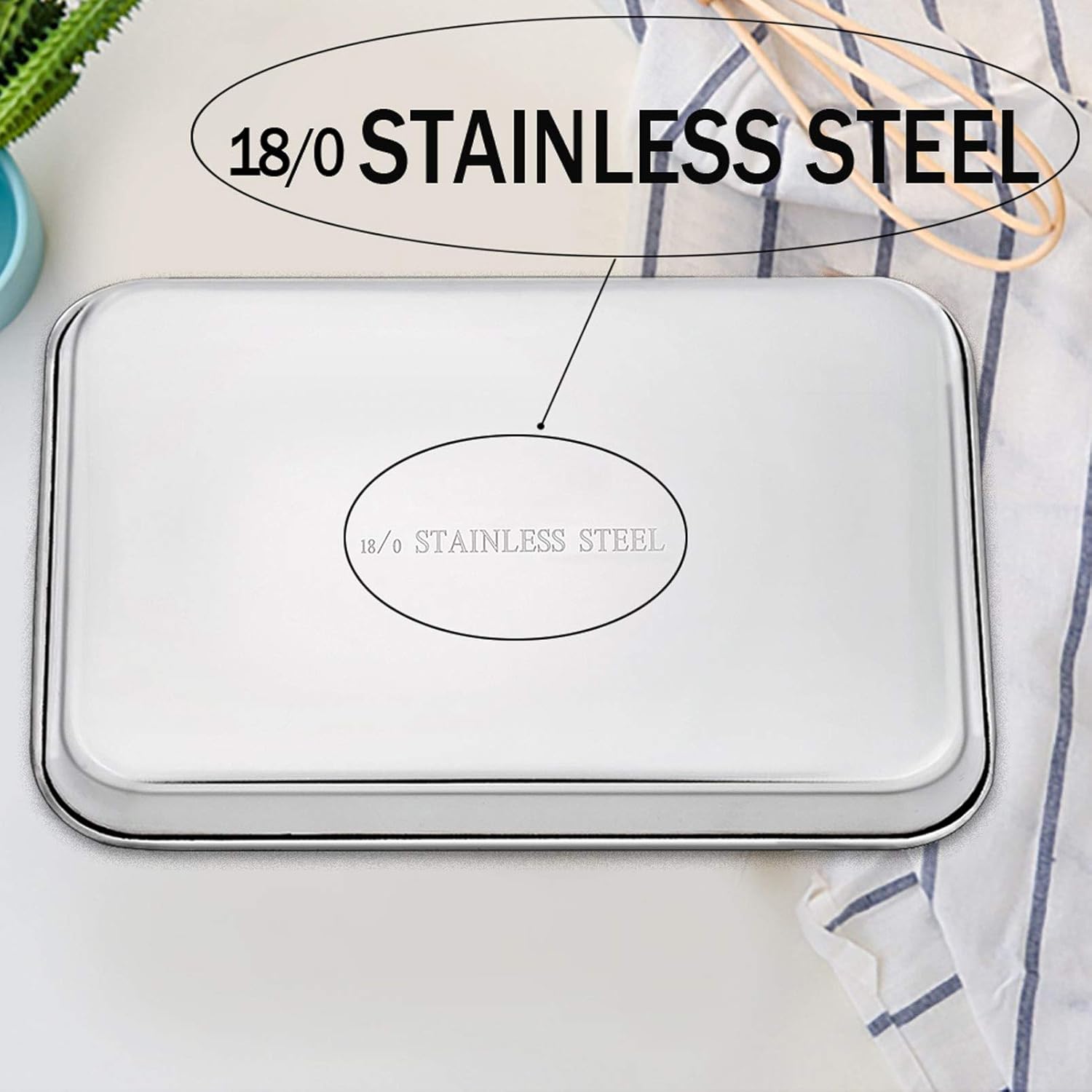 TeamFar Baking Sheet Set - 4 Stainless Steel Cookie Trays, Non-Toxic, Rust-Free, Easy Clean | 16/12.5/10/9.3 Inch