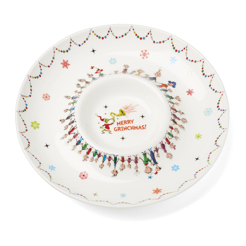 Lenox 898096 Merry Grinchmas Chip & Dip Bowl, Christmas Dishes, Festive Holiday Serveware