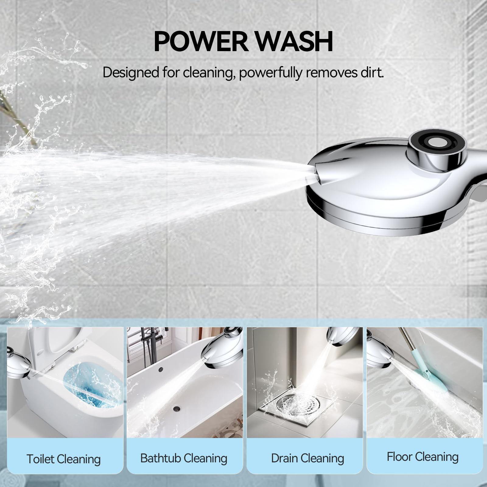 VOXON Magnetic High Pressure Shower Head, 10-Mode Handheld Shower Head, Built-in 2 Power Wash, Adjustable Shower Head with Handheld with Magnetic Docking & 60'' Hose, 2.5 GPM Showerhead with 5'' Face