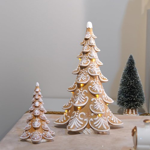 Cynkeyee Gingerbread Christmas Tree Decorations - Indoor Xmas Lights & Centerpiece | 6.5x4.5x10 Inch
