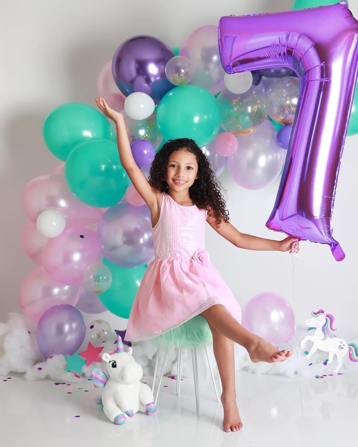 Numbers Balloon - 40 Inch Large Purple Balloon for 3rd Birthday Party Decorations