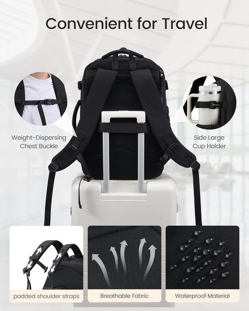 LOVEVOOK 40L Travel Backpack - TSA Approved Carry-On with 3 Packing Cubes & Waterproof Design for 17" Laptop