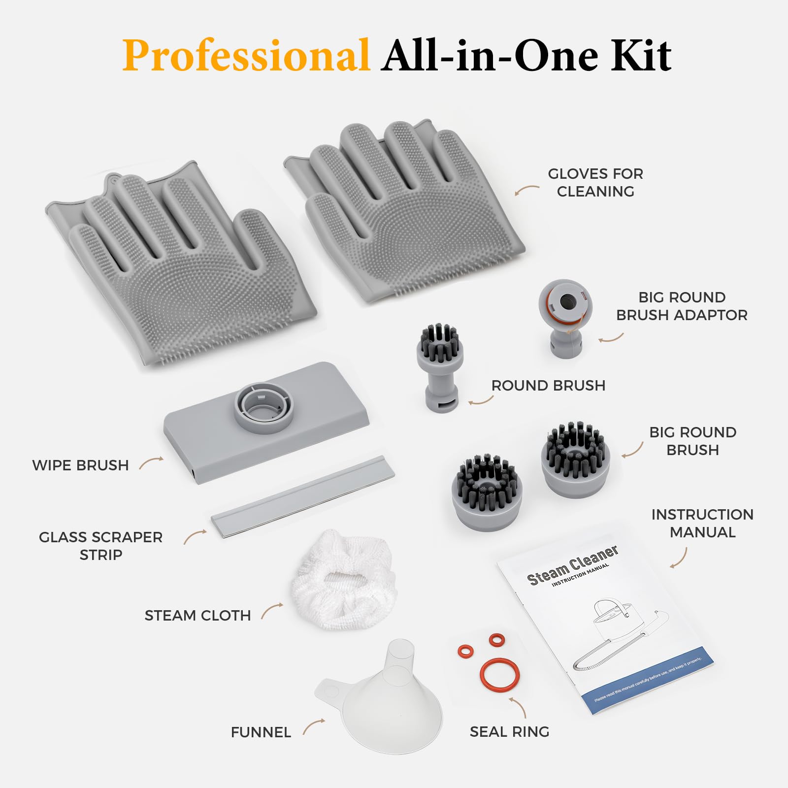 Steam Cleaner for Home, All-in-One Kit Handheld Steamer for Cleaning, 15s Heat-Up, Steam Adjustable, Suitable for Tile, Grout, Window, Bathroom, Kitchen, Fabric
