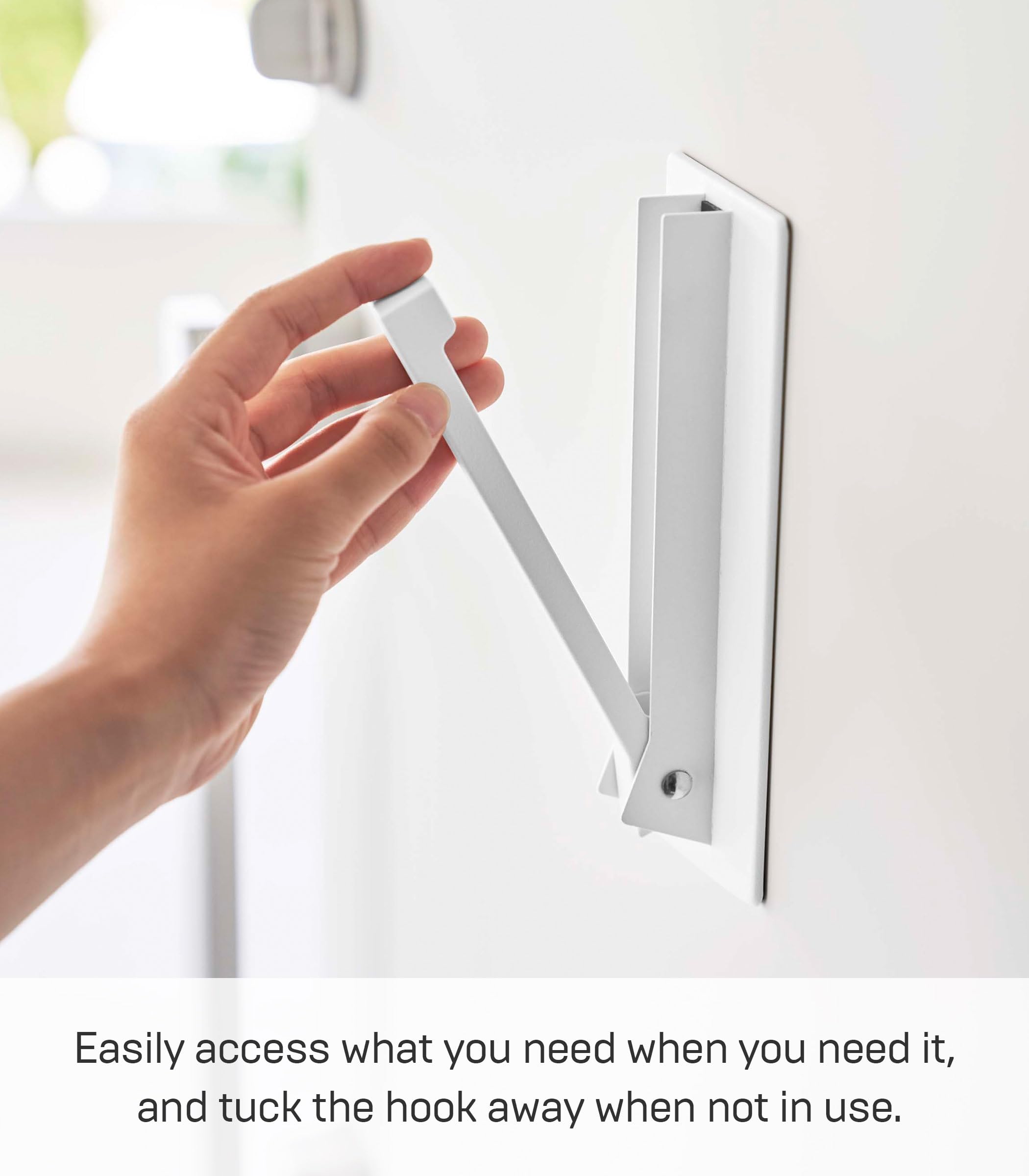 YAMAZAKI Home Tower Magnetic Folding Hook for Wall Door Or Refrigerator, Collapsible Coat, Bag Or Umbrella Metal Hanger - Steel