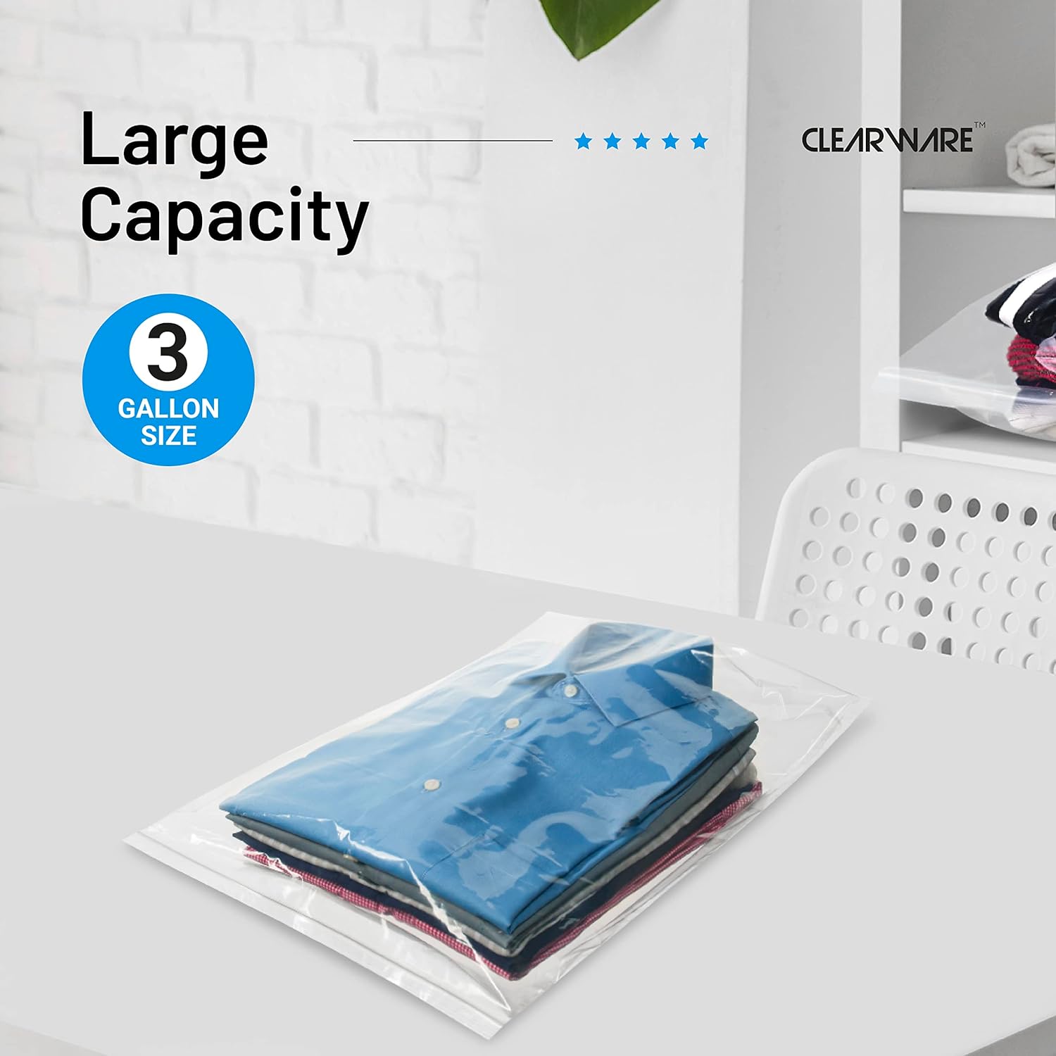 Storage Solutions | 12 Large Zipper Top Bags - 3 Gallon, 16" x 18", BPA-Free, Durable for Clothes & Travel