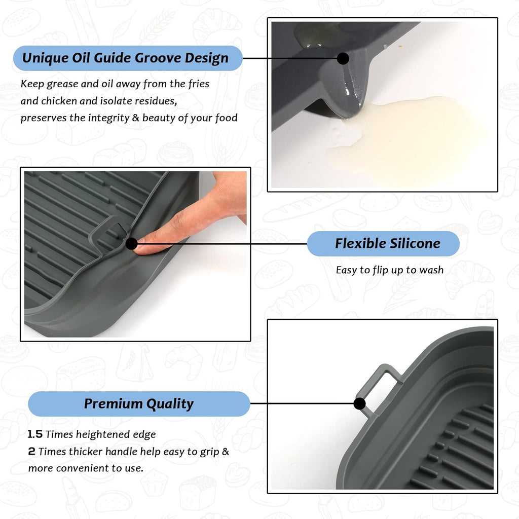 Silicone Air Fryer Liners - Reusable Collapsible Basket for 5.8 to 8 Qt Air Fryers | Easy to Clean, 8.5 Inch
