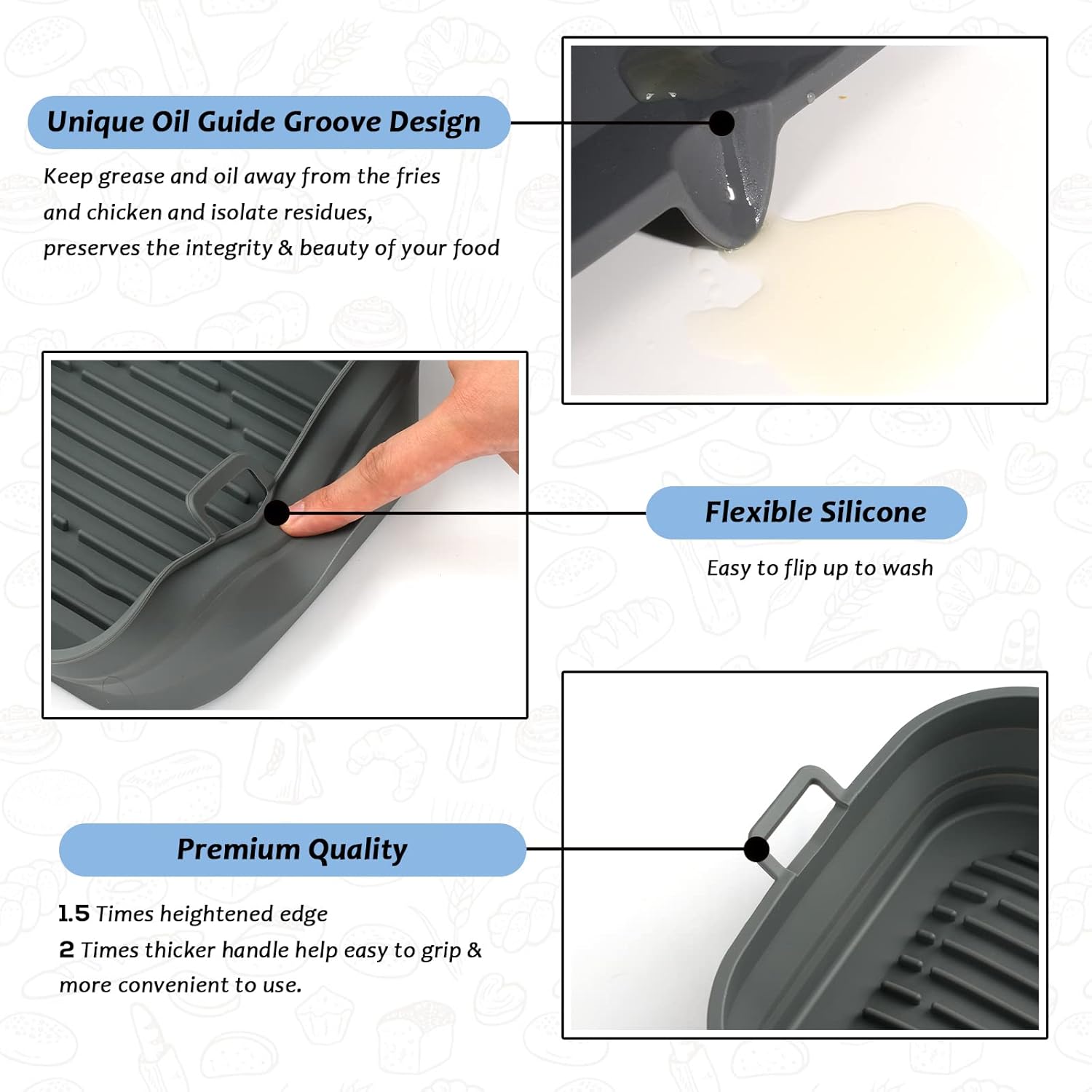 Silicone Air Fryer Liners - Reusable Collapsible Basket for 5.8 to 8 Qt Air Fryers | Easy to Clean, 8.5 Inch